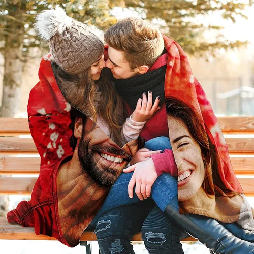 Vista 3 de Manta personalizada con imagen, manta personalizada con texto de fotos, manta de fotos personalizada para mamá, papá, hermana, amigos, para 1 Foto