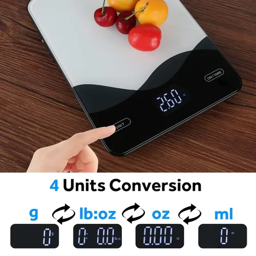 Vista 6 de AIMILAR - Báscula de cocina digital recargable de 22 lb con pantalla LED, báscula de alimentos recargable por USB C para hornear y cocinar con onzas
