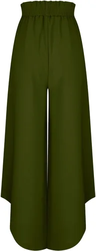Vista 5 de Match Mujer Wild Cargo Pantalones Cintura elástica Pantalones de lino Barril Recto Pierna ancha Pantalones Largos