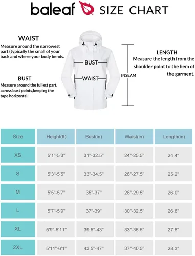 Vista 6 de BALEAF Chubasqueros impermeables para mujer, 10000 mmH2O, impermeable ligero, rompevientos con capucha para senderismo al aire libre, viajes