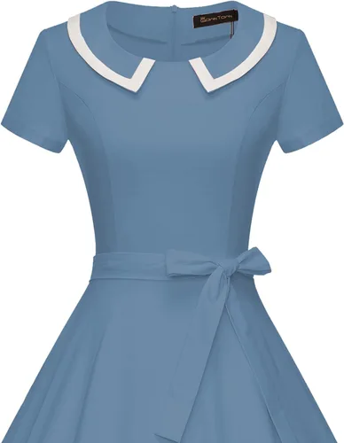 Vista 4 de GownTown Vestidos para mujer, estilo vintage de los años 50, vestidos elásticos con bolsillos