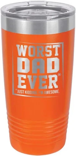 Vista 9 de El peor papá nunca negro vaso de bebida de 20 oz con popote Taza de viaje grabada con láser Comparar con Yeti Rambler Idea de regalo papá
