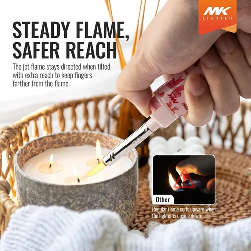 Vista 2 de Encendedores de velas MK, con llama a prueba de viento, ideales como encendedores para velas, encendedores para acampar, al aire libre, recargables