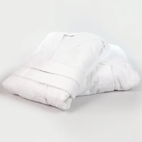 Vista 3 de LA' HAM MAM FINE LIVING Bata de baño unisex de rizo de algodón turco, 100% algodón, calidad de hotel, altamente absorbente, color blanco