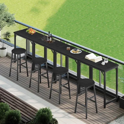 Vista 6 de MAHANCRIS Mesa de Bar Estrecha, Mesa de Pub de 160 cm para Sala de Estar, Mesas de Bar con Estructura de Metal Resistente, Mesa de Bar Conectable