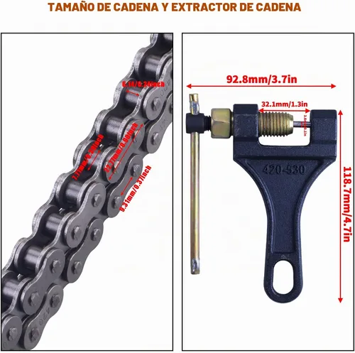 Vista 3 de Cadena de Jackshaft 420 de 42 Eslabones + Rompecadenas, compatible con Coleman BT200X CT200U Trail 200 CT200U-EX Baja TrailMaster Warrior Heat