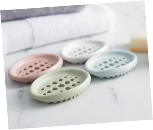 Vista 7 de Zerodeko Caja de jabón ovalada de silicona para jabón de lavandería y escurridor de cepillos para ducha y baño