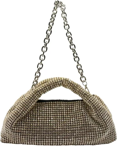 Vista 2 de UMREN Bolso de mano anudado con purpurina completa para mujer, con diamantes de imitación de cristal, bolso cruzado de noche con diamantes