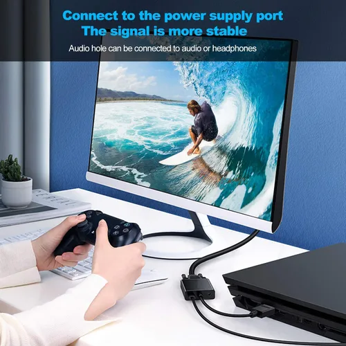 Vista 9 de Convertidor de video micro a VGA, adaptador de convertidor de video micro HDMI a VGA, adaptador de convertidor de video micro a VGA 1080P, para 4B