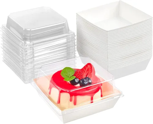 Vista 8 de Kucoele Paquete de 50 cajas pequeñas de embutidos de 4 pulgadas con tapas Marrón