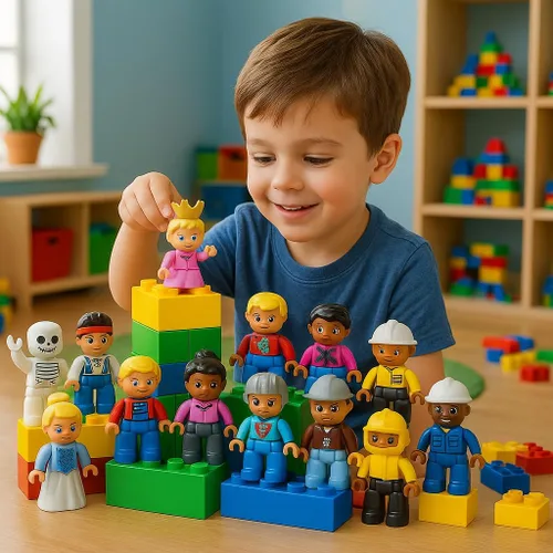 Vista 3 de Kids Toys Figuras de personas para niños, juguetes preescolares, bloques de construcción para niños, compatible con las principales marcas