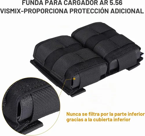 Vista 4 de VISMIX Funda para cargador de rifle, doble funda AR de 5.56mm Molle con inserción de Kydex de liberación rápida y compatible con MOLLE Negro
