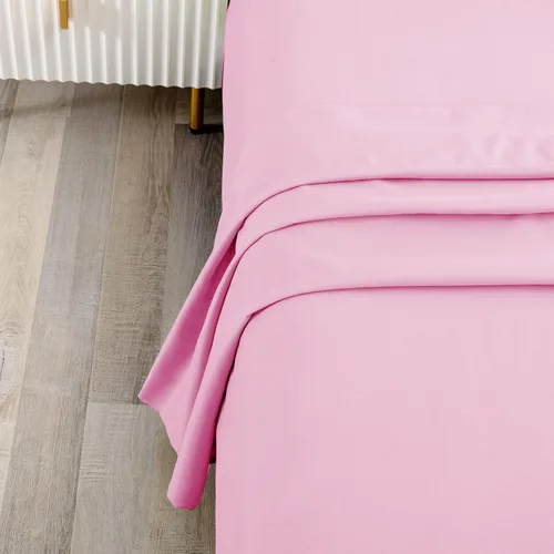 Vista 3 de Xtream Fabric Juego de sábanas, juego de sábanas de algodón de 800 hilos, 1 sábana encimera y 2 fundas de almohada (rosa, Queen)