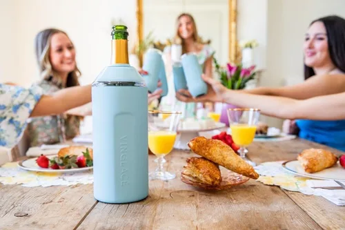 Vista 2 de Vinglacé Enfriador de Botella de Vino - Aislador de Champán Portátil - Funda de Enfriador de Vino de Acero Inoxidable - Mantiene el Vino Frío