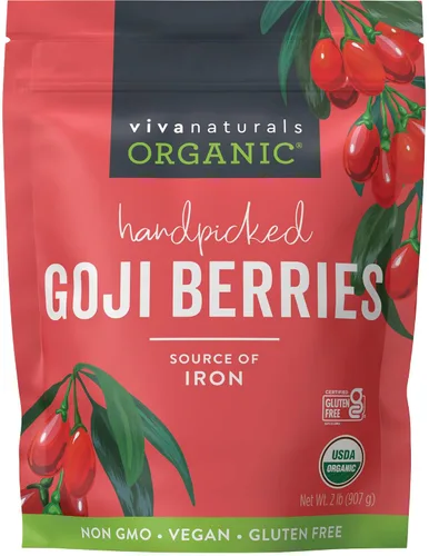 Vista 8 de Bayas de Goji del Himalaya orgánicas, mucho más grandes y jugosas de Viva Labs, 1