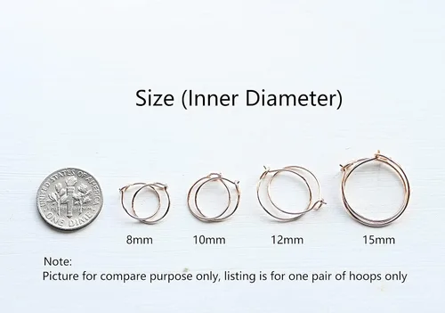 Vista 5 de Aretes de aro huggie pequeños y finos para mujer - Rellenos de oro de 14k o plata esterlina, aros pequeños, aretes de aro de oro ligeros rosa dorado