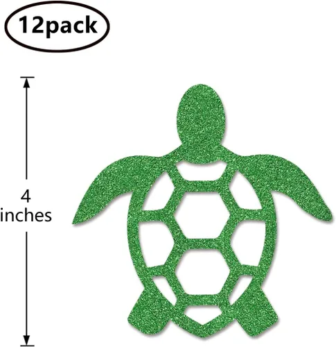 Vista 2 de Recortes de tortuga, paquete de 12 decoraciones de mesa de doble cara para cumpleaños, baby shower