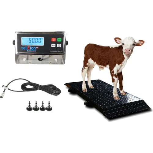 Vista 3 de SellEton SL-920-2k - Báscula industrial portátil para ganado, animales pequeños, plataforma, 50 x 20 pulgadas (2000 libras x 0.5 libras)