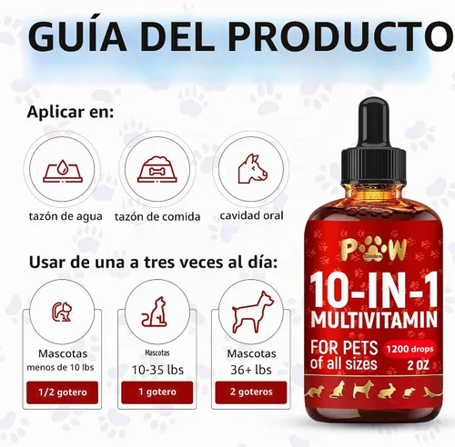 Vista 5 de Multivitamínico para gatos B, C y D3 - Multivitamínico líquido 10 en 1 para perros - Vitaminas y suplementos para perros para ayudar con alergias e