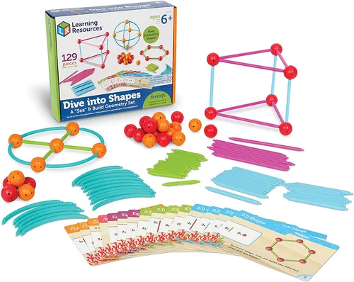 Vista 5 de Learning Resources ¡Sólidos geométricos visibles, sumérgete en formas! Un mar de geometría construible, desarrolla el reconocimiento de formas