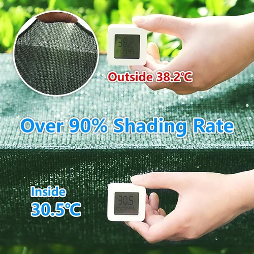 Vista 5 de 90% verde negruzco, red resistente a 3.3 x 6.5 pies, lona de malla duradera con ojales reforzados para invernadero, plantas, gallinero, pérgola