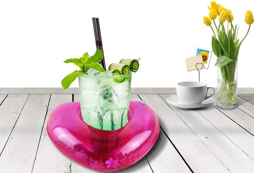 Vista 5 de Soportes de bebidas flotantes para piscina, inflables para bebidas, posavasos con mini bomba de aire