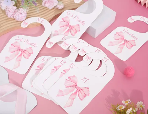 Vista 7 de Separadores de Armario de Guardería con Lazo - Baby Shower con Lazo, Separadores de Armario para Niñas, Organizador de Armario para Bebé Niña
