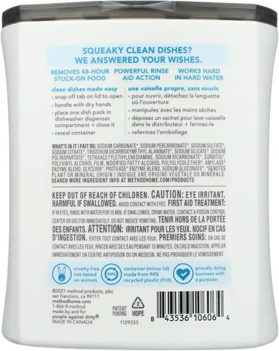 Vista 2 de Method Paquetes de detergente para lavavajillas, libre + transparente, 30