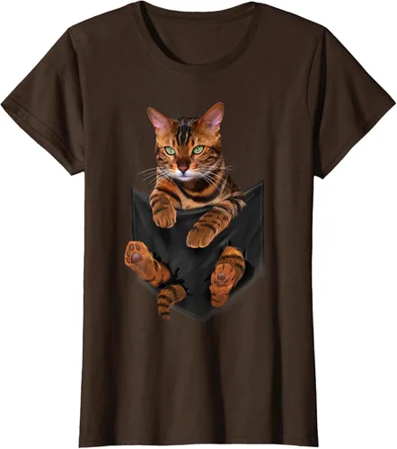 Vista 17 de Camiseta de bolsillo con estampado de tigre y gato Negro
