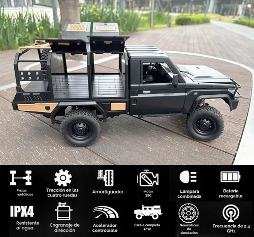 Vista 2 de WPLDEWAN MN82S RC Rock Crawler RC Camión RC 4x4 Escala 1/12 Toyota Land