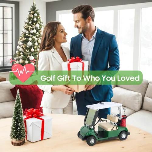 Vista 7 de 10L0L Mini carrito de golf, despertador, pantalla LCD, calendario, regalos de golf para hombres, aficionados, golfistas, recuerdo de carrera Verde