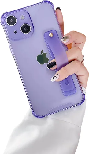 Vista 14 de Funda con correa para iPhone 15 de 6.1 pulgadas con soporte de pulsera, TPU suave y transparente protector a prueba de golpes, resistente, lazo