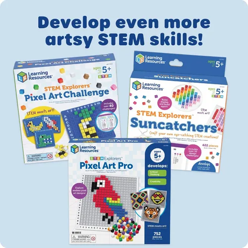 Vista 7 de Learning Resources STEM Explorers Desafío de Arte Pixel - Rompecabezas Matemáticos, Bloques de Patrones, Juego Sensorial, Artes y Manualidades
