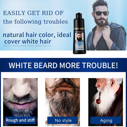 Vista 6 de Champú de tinte de barba negro 3 en 1 para hombre, color más simple