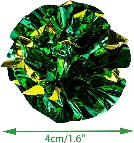 Vista 5 de CHIWAVA 24 bolas de Mylar de 1.6 pulgadas brillantes y arrugadas para gatos, pelota de gatito agrietado, juego ligero, colores surtidos