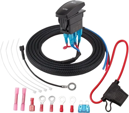 Vista 3 de Kit universal de bocina UTV con interruptor basculante LED y cable para carrito de golf, ATV, Polaris RZR, Ranger, General, Side by Side, Can-Am