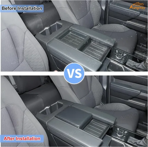 Vista 2 de Aunginsy Funda para caja de almacenamiento oculta compatible con Toyota Tundra 2022 2023 2024 2025 2026, bandeja organizadora de consola central