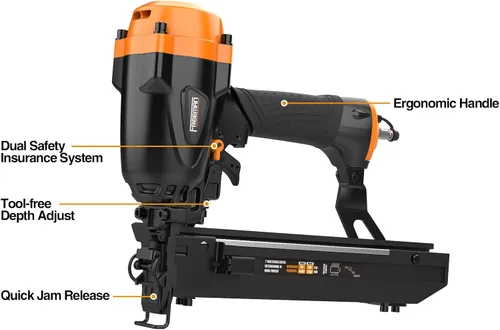 Vista 6 de Freeman PWCS50 - Grapadora neumática de corona de calibre 16 de 1 pulgada de ancho para grapas Freeman, DeWalt o Bostitch serie 16S2