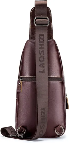 Vista 3 de Hebetag Bolso bandolera de cuero casual para hombres y mujeres para viajes al aire libre paquete de pecho