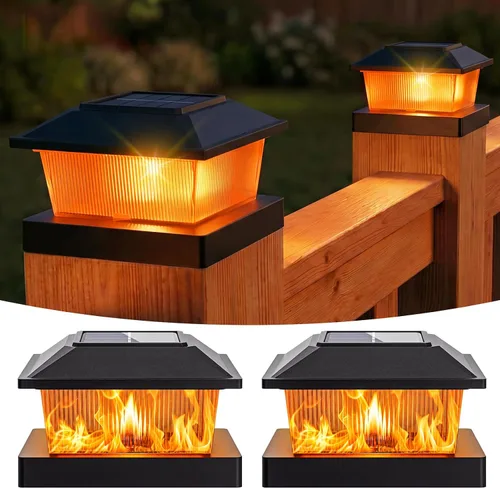 Vista 10 de btfarm Paquete de 8 luces solares para punta de poste al aire libre, 2 modos de color 16 luces LED para postes de valla se ajustan a 4x4 3.5x3.5