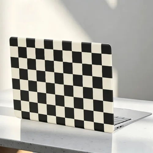 Vista 47 de Funda compatible con MacBook Air de 13 pulgadas (versión 2010-2017). Modelos: A1466 / A1369, funda rígida de piel crema texturizada a cuadros, sin