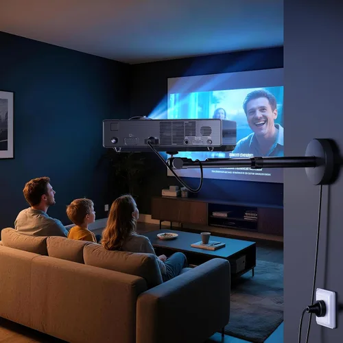Vista 7 de DAWASAPAT Soporte de techo para proyector con nuevo cardán, soporte de proyector de longitud ajustable, tornillo de ¼ de pulgada, compatible