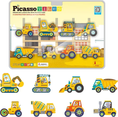 Vista 11 de PicassoTiles 8 figuras magnéticas de animales de granja, complemento de 8 Animales de granja