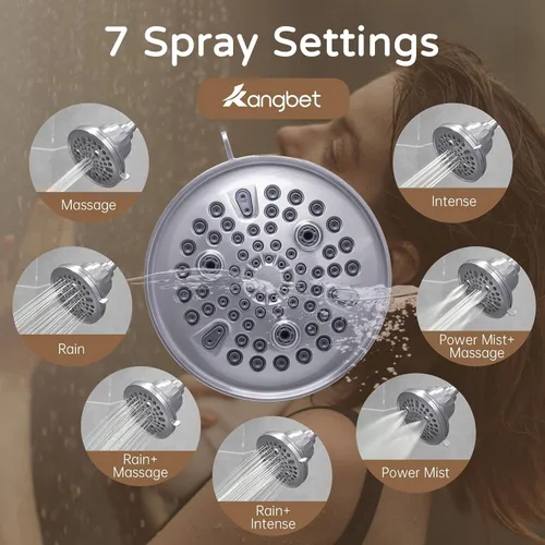 Vista 5 de Cabezal de ducha filtrado, filtro de cabezal de ducha para agua dura, cabezal de ducha desmontable para sustancias nocivas de agua dura, mejora