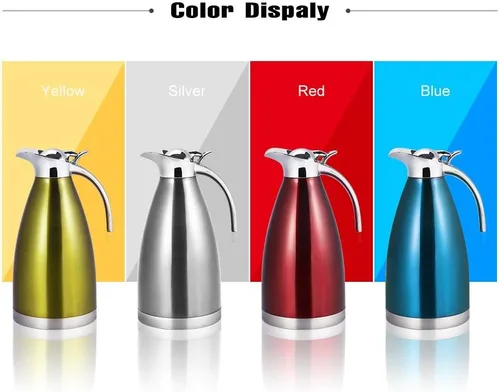 Vista 6 de Hervidor de té para estufa, acero inoxidable de doble pared de 2.5 cuartos de galón, tetera silbante con mango ergonómico, frasco de café aislado