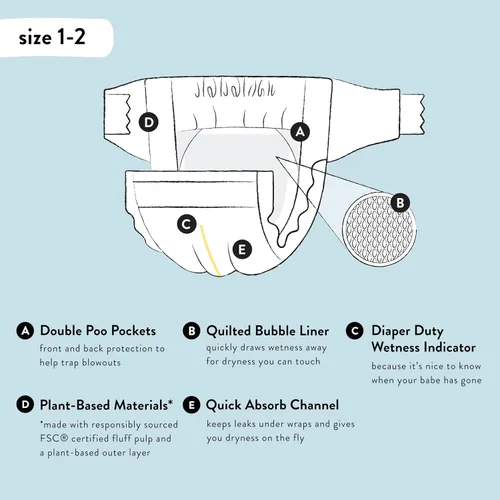 Vista 4 de The Honest Company Babe's Clean Bum - Juego de regalo, pañales y artículos esenciales para recién nacidos, 99% toallitas de agua, 60