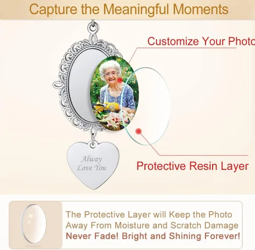 Vista 4 de Custom4U Ramo de boda para fotos personalizado con 1-4 imágenes, pines conmemorativos para boda, novio, novia, memoria, pasador funerario, madre