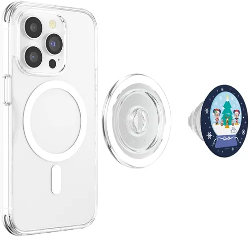 Vista 4 de Disney 100 PopSockets MagSafe PopGrip de Mickey Minnie Chip Dale Pluto Christmas SnowGlobe para iPhone