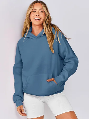 Vista 2 de ANRABESS - Sudaderas con capucha para mujer, sobre talla, de vellón de manga larga, modelo de 2024, para otoño
