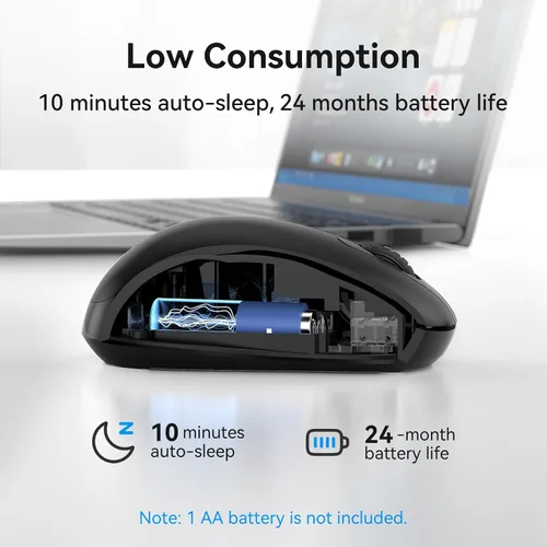 Vista 3 de TECKNET Mouse inalámbrico para laptop, mouse de computadora de 2.4 GHz, 3 DPI ajustables, mouse USB inalámbrico de oficina con receptor, manos